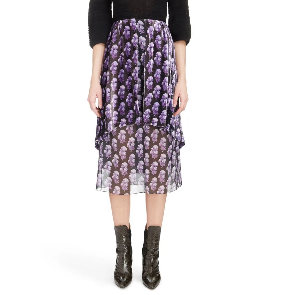 $2595 Chloe velvet silk floral layered  skirt 34